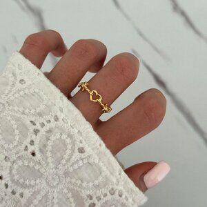 SKU:0092 gold‎ ring with hearts and spikes materials stainless steel